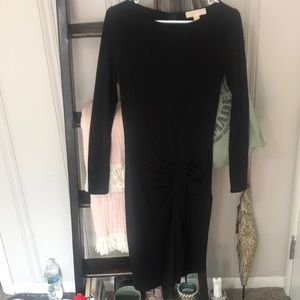 NWOT•Black sexy/elegant side gathered waist•slit•silk feel•stretchy•Size:XS🖤